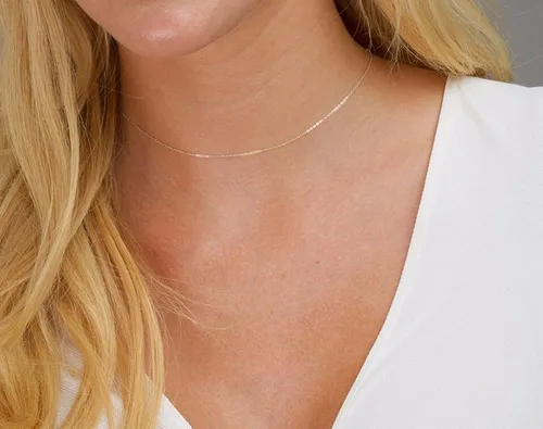 Miniatura 5 de Jewelry Affairs Collar de cadena de cuerda de oro macizo real de 14 quilates, 0.020 in