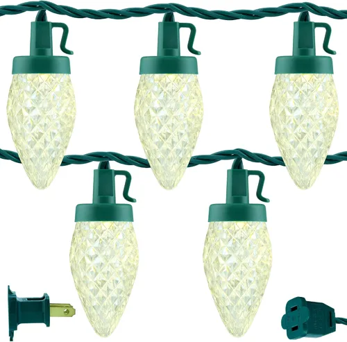 Miniatura 14 de YULETIME Tira de luces LED multicolor C9 fresa para Navidad, 68 pies 100 unidades con espaciado de 8" impermeable, luz de cadena festiva
