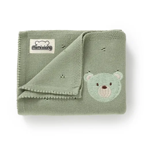 mimixiong Manta de algodón orgánico para bebé, de punto neutro, suave, para cuna, cuarto de bebé, bebé, bebé, niña, 40 x 30 pulgadas (verde)
