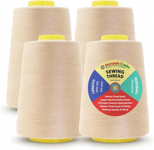Miniatura 65 de Mandala Crafts 4 Pack of Serger Threads Cones Spools - 20S/2 24000 Yards Polyester Baby Blue Threads for Sergers Machine and Overlock Quilting