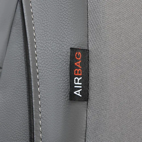 Miniatura 7 de CAR PASS Fundas de Asiento de Automóvil de Cuero Sintético con Ribetes Juego Completo, Fundas de Asiento de Cuero Transpirable Gris para Gris