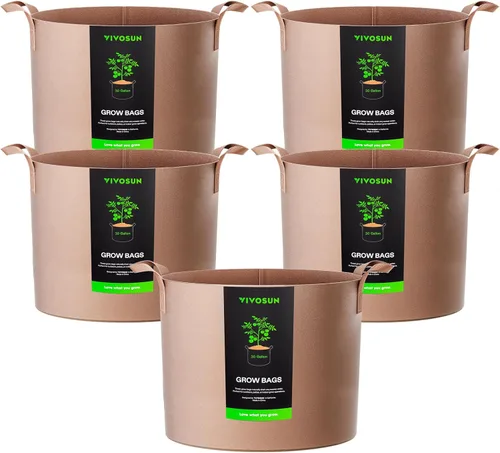 Miniatura 17 de VIVOSUN - Paquete de 5, 1 galón, bolsas para cultivar de tela no tejida gruesa resistente con asas Negro