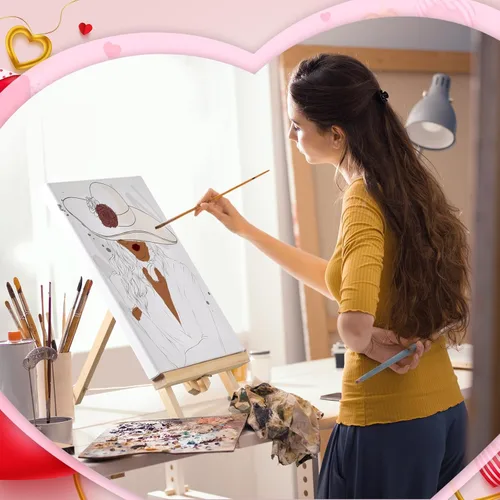 Miniatura 4 de Zhanmai Kit de 112 Piezas para Beber y Pintar para Adultos Noche de Cita Kit de Pintura de Lienzo Predibujado para Parejas Arte de Pintura en Lienzo