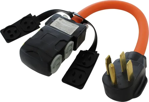 Miniatura 7 de AC WORKS Cable adaptador hembra doméstico de 4 clavijas de 220 voltios a 120 voltios 15/20 amperios (4 clavijas 14-50 salidas a (4) hogares)