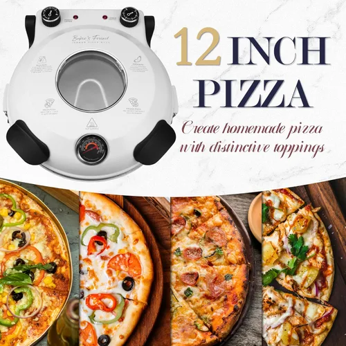 Miniatura 6 de Horno de pizza eléctrico de Baker's Friend para encimera interior, máquina de 12 pulgadas para el hogar, cocedor y parrilla, horno de piedra