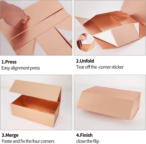 Miniatura 3 de Caja de regalo de 10 x 6 x 3 pulgadas con tapa de cierre magnético, caja de regalo para regalos, cajas de regalo de dama de honor, bonita caja