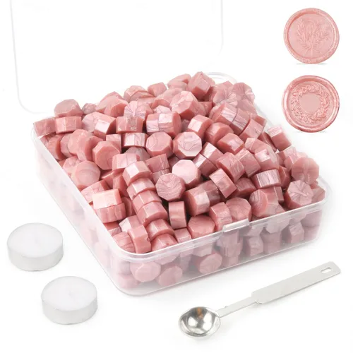 Miniatura 17 de Juego de 300 cuentas de cera de sellado dorado champán para sello de cera con velas y cuchara de fusión, perfecto para tarjetas de Navidad