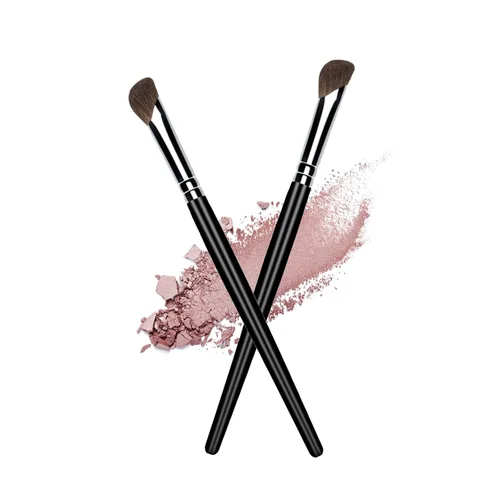 Cepillo de sombra de ojos, 2 unids forma de hoz suave poni pelo sombreado sombra nasal cepillo juego, mango de madera negro 2 PIEZAS