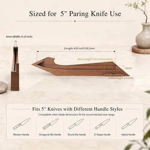 Miniatura 6 de FINDKING Protector de borde magnético con soporte, cubierta de hoja de madera de nogal y mini bloque de cuchillos para almacenamiento de encimera