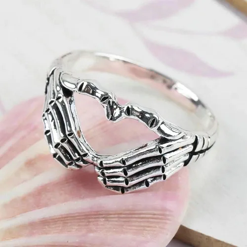 Miniatura 2 de Anillo de corazón retro personalizado para hombres, mujeres, niñas, niños, gótico a juego para parejas, nudillos, cola de nudillos, anillos de dedo