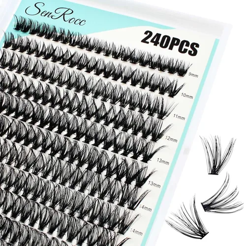 Extensiones de racimos de pestañas, 240 unidades, extensiones de pestañas largas individuales 40D, aspecto natural, pestañas de imitación de visón,