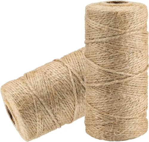 Miniatura 30 de Cuerda de Cordel de Algodón para Panaderos: 2 Rollos de Cordeles para Manualidades y Envolver Regalos - 656 Pies de Cordel Caqui Blanco para Cocina