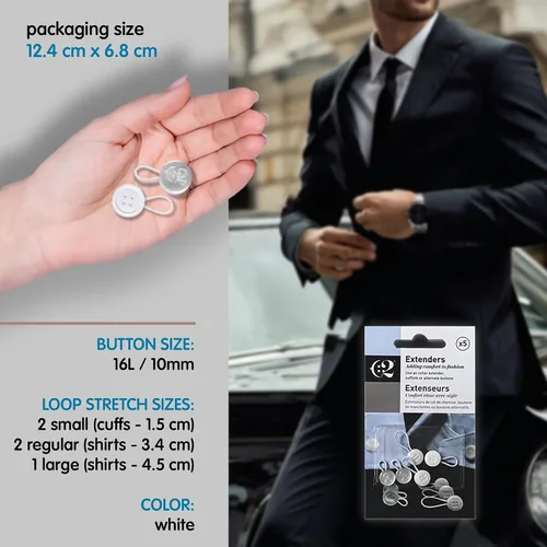 Miniatura 6 de C2 Extensores de cuello de camisa elásticos suaves para camisas de hombre, paquete de 5 extensores de cuello para camisas de vestir, expansores