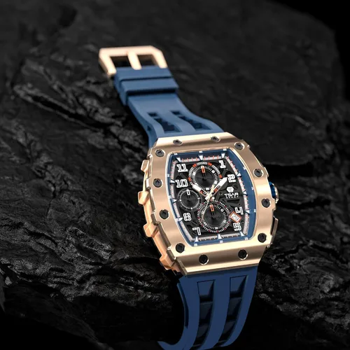 Miniatura 6 de TSAR BOMBA Relojes de lujo para hombre, Tonneau cuadrado, cristal de zafiro, movimiento de cuarzo japonés, 164.0ft, resistente al agua, diseño