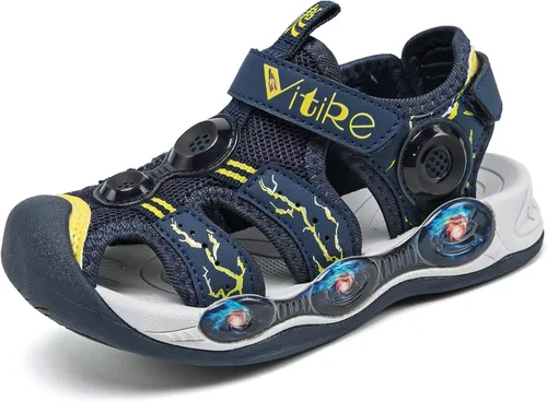 JMFCHI FASHION Sandalias deportivas para niños, sandalias deportivas para exteriores, senderismo, atléticas, sandalias de playa con punta cerrada,