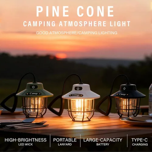 Miniatura 5 de Linterna de campamento de 1200 lúmenes, luz LED recargable con 4 modos de luz, linterna portátil USB al aire libre para campamento, senderismo