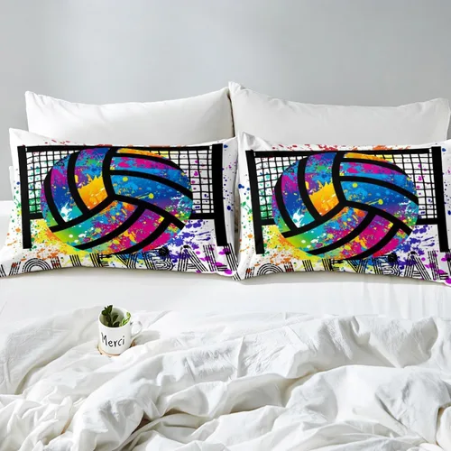 Miniatura 7 de Erosebridal Juego de ropa de cama de pelota de voleibol, tamaño individual, juegos de voleibol, juego de ropa de cama deportiva para niños, niñas