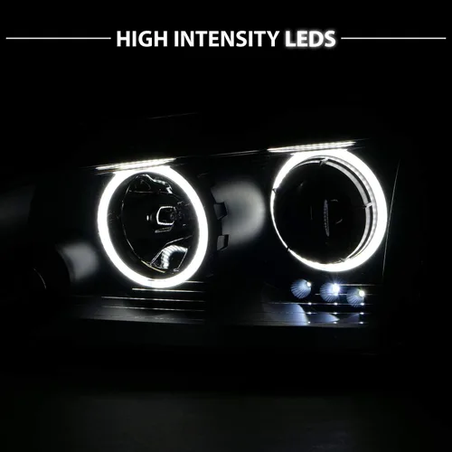 Miniatura 6 de AmeriLite Juego de faros delanteros de repuesto para Dodge Charger Dual Xtreme 2006-2010 con anillos de halo LED, color negro, lado del pasajero