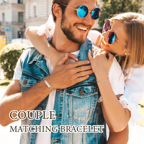 Miniatura 3 de Pulseras a juego, pulseras de pareja, regalos de aniversario para él y ella, novio y novia, pulseras de acero inoxidable, joyería de relación