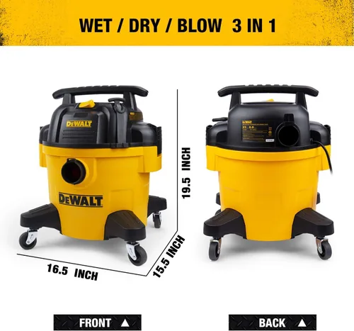 Miniatura 3 de DEWALT DXV06PZ Aspiradoras para seco/húmedo de 4 Peak HP, Aspiradora de 6 galones para seco/húmedo de polietileno, Aspiradora de taller de alta