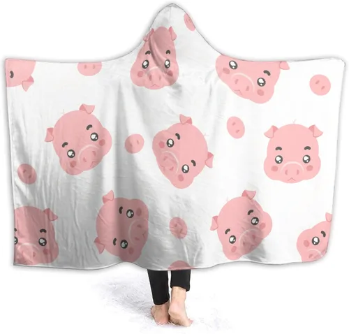 Miniatura 11 de ARAHANT Manta con capucha de cerdo de dibujos animados, bonita manta con capucha de animales, buen regalo para niños, tamaño pequeño de 40 x 50