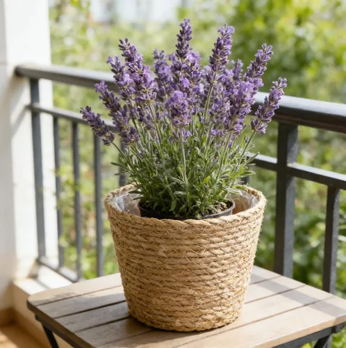 Miniatura 3 de FOMIYES Maceta de paja tejida para decoración del hogar, macetas de hierba marina, cesta de jardín para plantas de jardín, jarrón de ratán