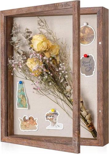 Miniatura 17 de Marco de caja de sombra pequeña de 5 x 5 con parte trasera de lino, resistente vitrina de memoria de flores, imágenes, medallas y más, color negro