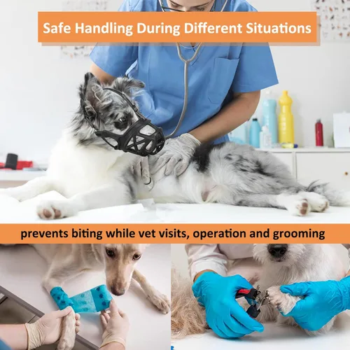 Miniatura 3 de BARKLESS Bozal para perro, bozal de cesta para morder, masticar y carroñar, cubierta de boca de jaula humana, perfecto para aseo y entrenamiento