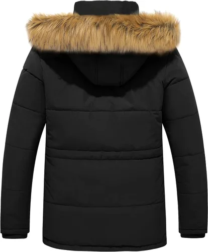 Miniatura 2 de WenVen - Chaqueta de invierno con capucha para hombre, estilo parka