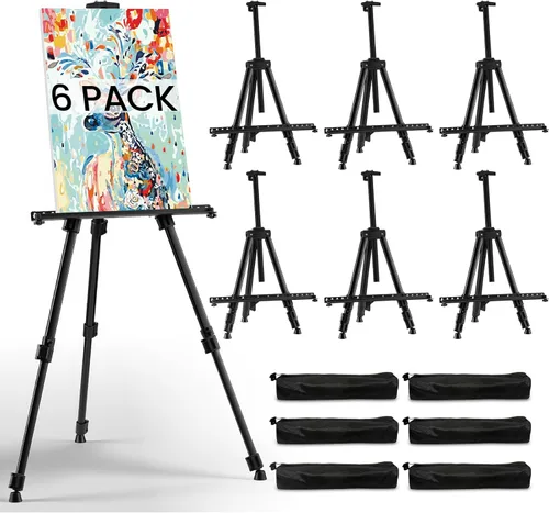Miniatura 9 de Caballete de arte para pintar y exhibir – Caballete de aluminio plegable ajustable de piso de 66 pulgadas para letreros – Soporte de lienzo de mesa
