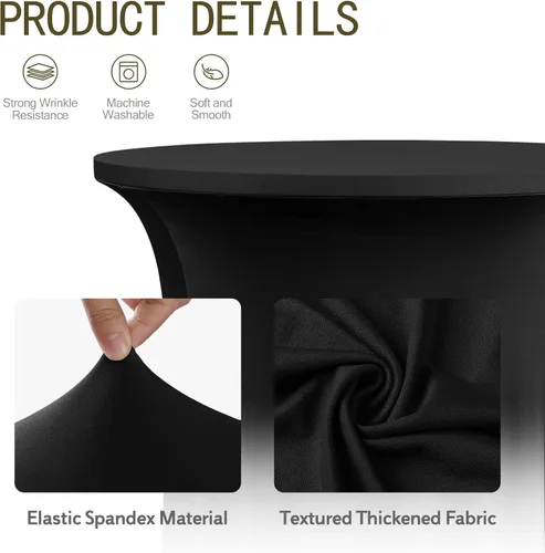 Miniatura 3 de ANMINY Paquete de 4 fundas para mesa de cóctel de elastano con falda con volantes, ropa de cama elástica para mesas redondas de 24 pulgadas