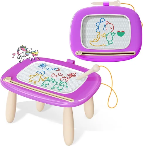 Kikidex Juguetes para niños pequeños de 1 a 3 años, tablero magnético de dibujo, almohadilla de tablero de garabatos, juguetes educativos y de Morado