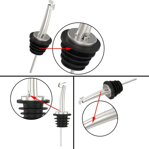 Miniatura 4 de Axe Sickle Juego de 2, 6, o 12 picos vertedores de acero inoxidable, para botellas. Picos de corcho, despachadores de aceite de oliva o licor. Pico