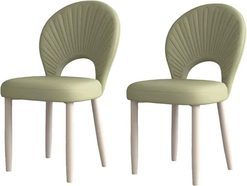Miniatura 19 de Upholstered Kitchen Chairs Set, Dining Room Chair with Leather Cushion Seat, Lobby Chair with Metal Leg for Kitchen Living Room White