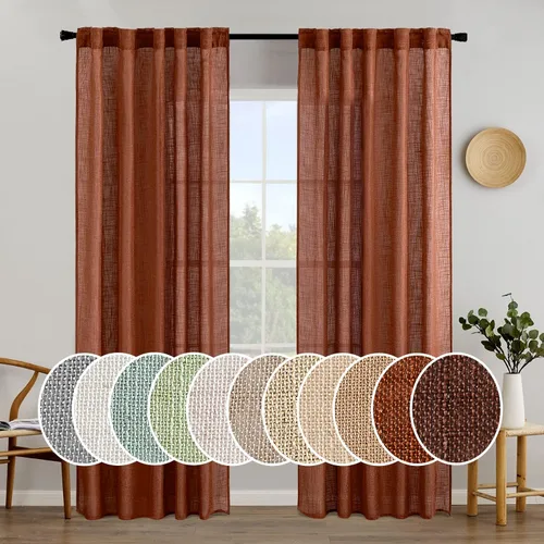 Miniatura 52 de MIULEE Cortinas de lino blanco de 108 pulgadas de largo para dormitorio, sala de estar, cortinas de ventana con textura de lino suave y grueso, Lino