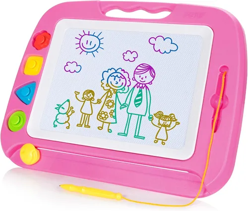 SGILE - Pizarra magnética para dibujar grande, 4 colores, con 4 sellos, para niños pequeños, juguete educativo de aprendizaje, para niños de más de
