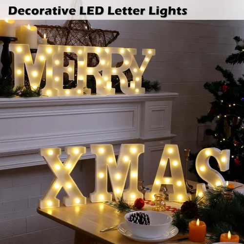 Miniatura 8 de Letrero LED de Marquesina con Letras Iluminadas, Letrero del Alfabeto Iluminado, Luces LED de Letras con Batería para Luz Nocturna, Boda