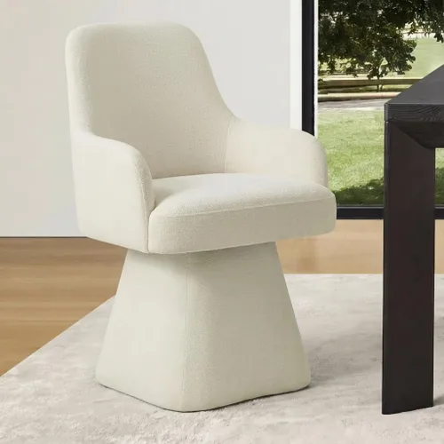 Miniatura 29 de KISLOT Juego de 4 sillas de comedor giratorias, tapizadas de mediados de siglo con respaldo alto, sillas de cocina de tela de lino para comedor, Una