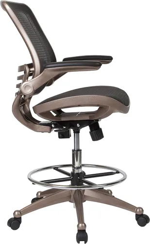 Miniatura 6 de Silla Flash Furniture de malla, negra, transparente, con marco dorado melrose y brazos abatibles, Metal, Negro, "Negro