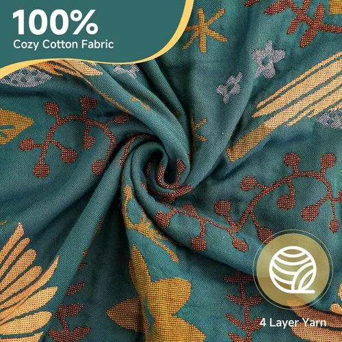 Miniatura 3 de Manta bohemia 100% algodón orgánico ultra suave transpirable rústico edredón de 50 x 60 pulgadas con pájaros y flores para sofá, silla, cama, sillón