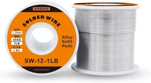 Miniatura 9 de TOWOT Alambre de soldadura con núcleo de colofonia de estaño y plomo para soldadura eléctrica, contenido 1.8% de flujo de soldadura Sn60-Pb40
