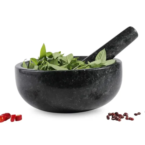 Miniatura 10 de Koville Juego de mortero y mortero de granito, 6.3 pulgadas - 2 tazas de molinillo de piedra sin pulir para guacamole, salsa, trituradora