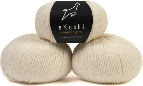 100% Hilo de Alpaca para Bebé para Tejer y Ganchillo - Juego de 3 Madejas de Hilo Premium DK - Ligero, Hipoalergénico y Térmico Hecho en Perú - N010
