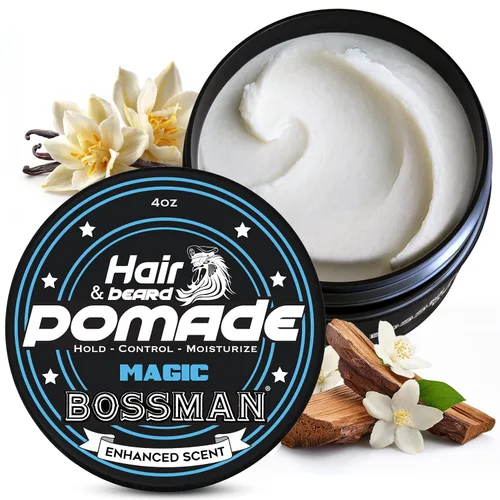 Bossman Pomada para el cabello y la barba para hombres (aroma mágico) – Fijación media e hidratante para el cabello, barba y bigote – Fabricado en