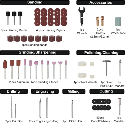 Miniatura 3 de WORKPRO Kit de herramientas rotativas inalámbricas de 12 V, 5 velocidades variables, potente grabador, lijadora, pulidora, 114 accesorios de fácil