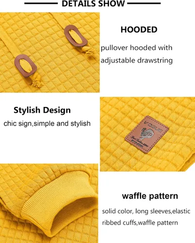 Miniatura 5 de COOFANDY - Sudadera con capucha para hombre, casual, de manga larga, con cordón ajustable y punto gofre
