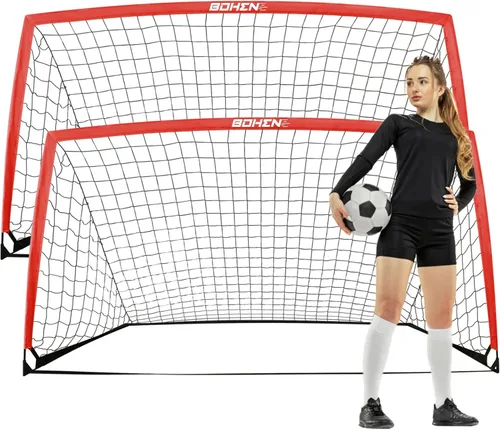 Miniatura 16 de BOHEN 6x4 FT / 9x5 FT Kids Soccer Goals with Carry Bag, Portable Folding Soccer Net for Backyard Training, Indoor/Outdoor Use for Youth and Adult