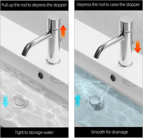 Miniatura 6 de (Paquete de 2) Tapones emergentes para lavabo de baño - con acabado de níquel cepillado - Se adapta a la mayoría de diseños de tapones emergentes
