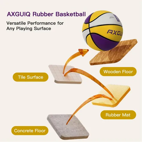 Miniatura 6 de Baloncesto de goma gruesa para niños y jóvenes, tamaño 3/4/5/6/7, para exteriores, colorido, 22/25.5/27.5/28.5/29.5 pulgadas, para regalos