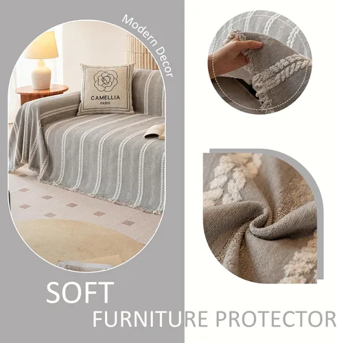 Miniatura 177 de VClife Fundas de sofá bohemio de felpilla para sofá seccional, fundas de sofá suaves y antideslizantes para sofá de 2 cojines, protector de muebles